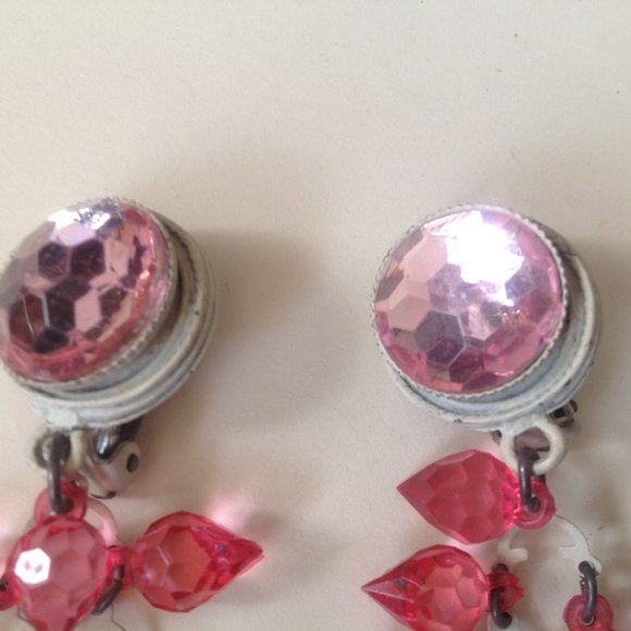 Vintage Faux Crystal Clip Back Cascading Earrings - Picture 3 of 6